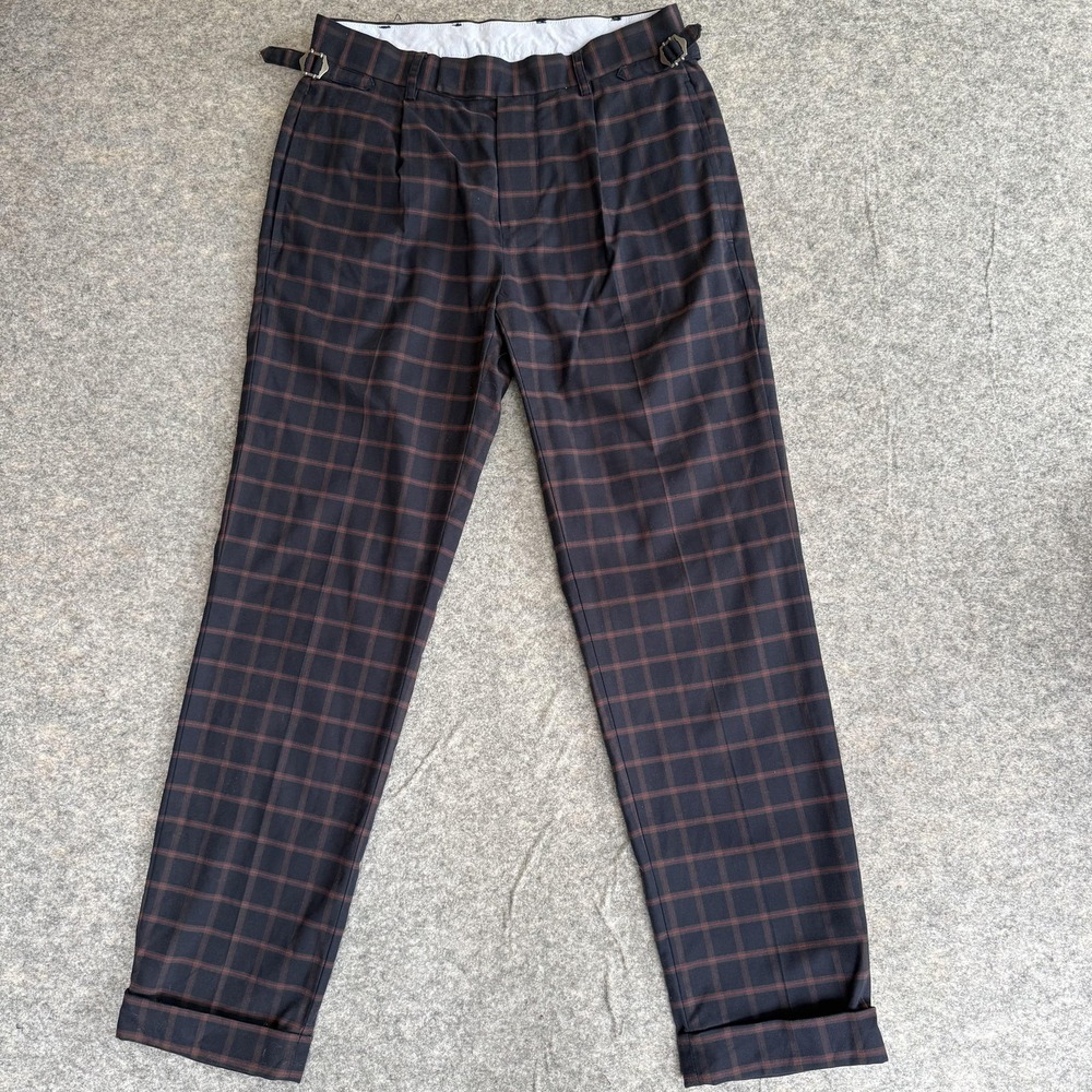 Brooks Brothers Pants Mens 30x30 Blue Plaid Advantage Chino Stretch Elliot Fit